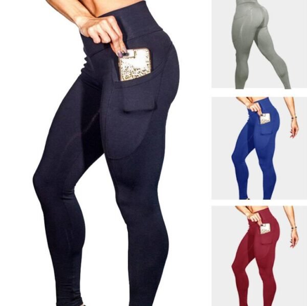 High Waist Leggings Push Up Fitness Legging Female Elastic Sexy Bodybuilding Pants Workout Women Leggings With Phone Pocket