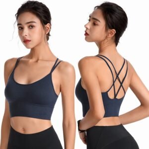 Thin Strap Cross Back Yoga Sports Bra Quick Dried Shockproof Running Fitness Sports Bra European and American Large Size Bra