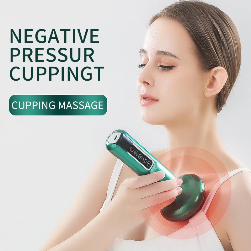 Electric Vacuum Cupping Massager - Infrared Heat Suction Cup GuaSha for Anti-Cellulite & Slimming Therapy | 6-12 Levels Adjustable | Ergonomic Design in White, Green, Gray