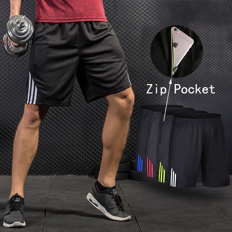 Men’s Quick-Drying Running Shorts with Stripe Zip Pocket - Perfect for Gym, Tennis, and Basketball Men Running Shorts , Stripe Zip Pocket Gym Tennis Shorts, Quick-Drying Training Fitness Basketball Loose Sport Shorts Plus Size